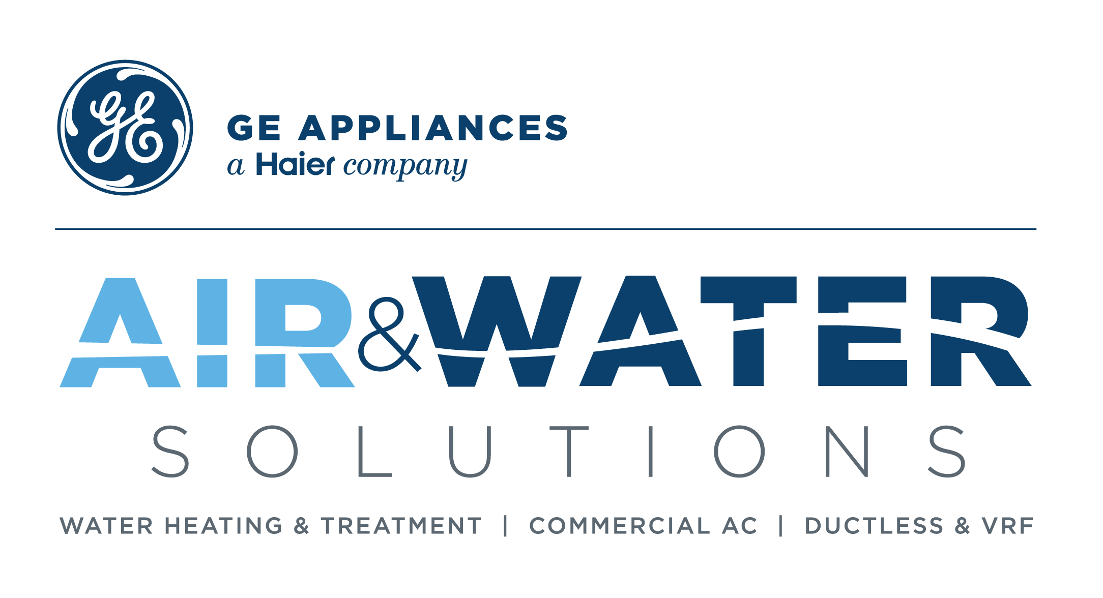 A green and blue logo for air & water solutions.